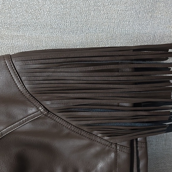 Superdown, Skirt, NWOT, Fringe, Zipper, Fully Lined, Faux Leather, XXS, Brown - Picture 5 of 11